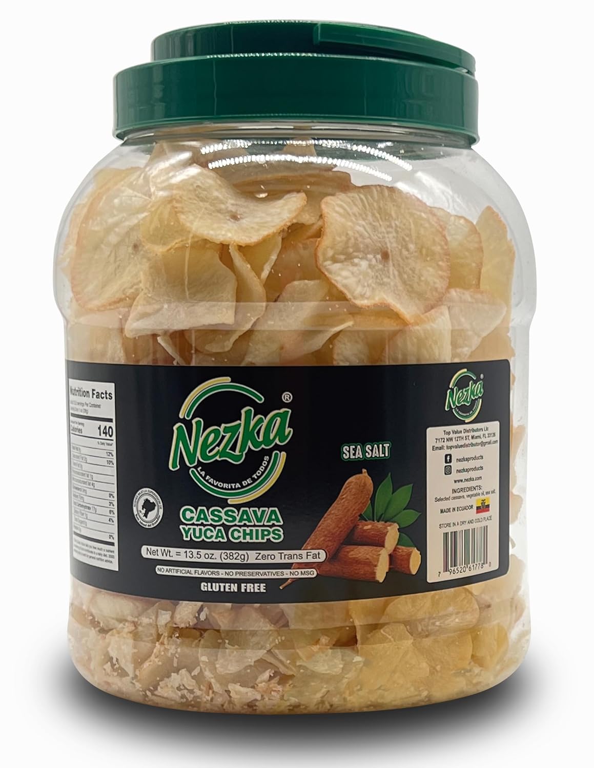 Nezka Cassava Yuca Chips - Super Crunchy Gluten-Free Vegan Snacks, Non-GMO Side Dish 13.5oz