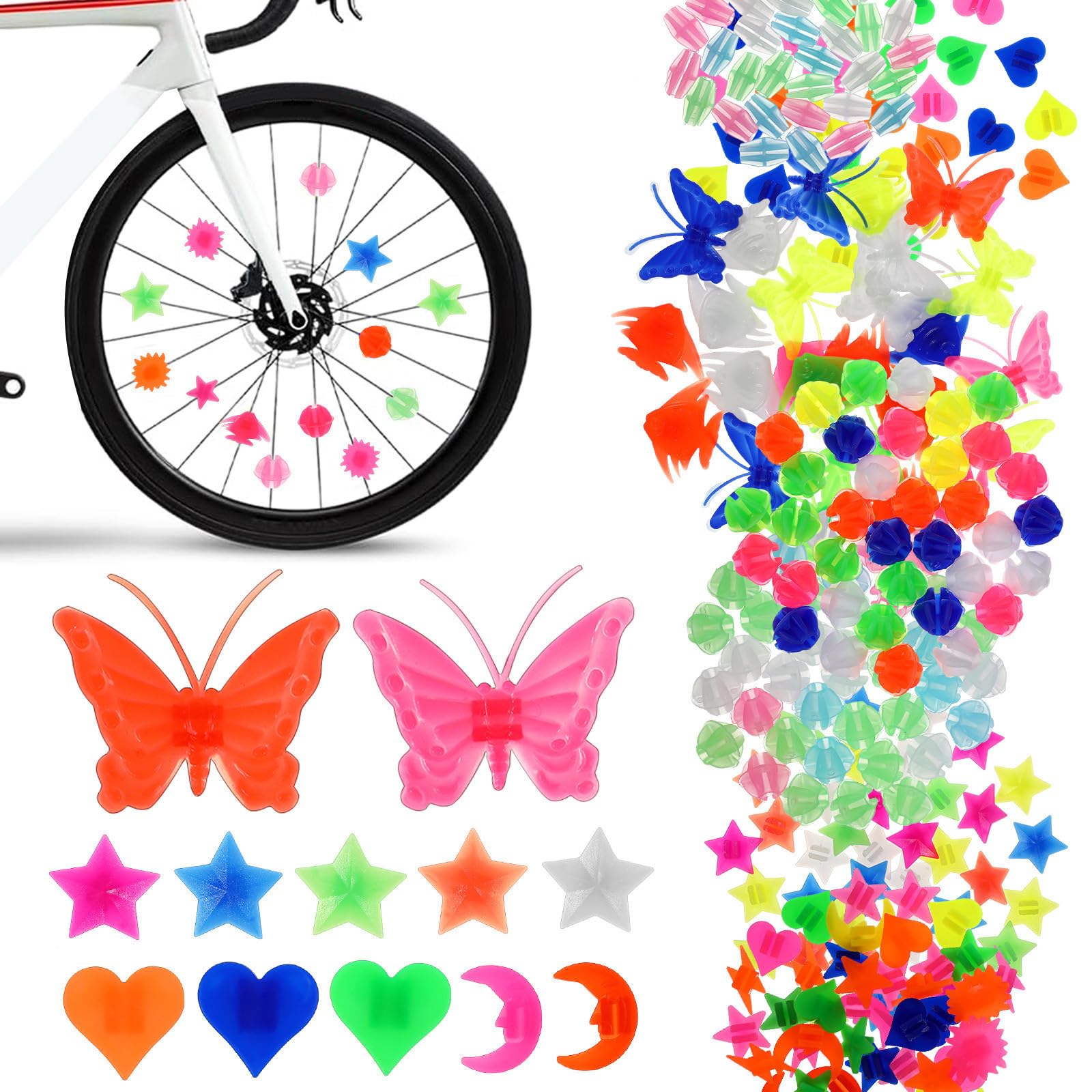 Adornos para radios de bicicleta para niñas ideales para personalizar paseos en el parque 8