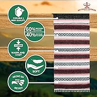 Vista 5 de Artisans Bazaar Poncho tradicional mexicano de Baja para hombres y mujeres, auténtico sarape de Gaban, manta de vaquero Pancho Jorongo rojo - rosa