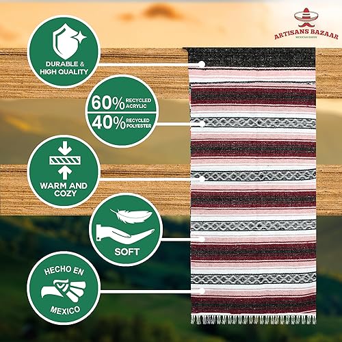 Miniatura 5 de Poncho mexicano Baja Poncho 100 cálido y cómodo abrigo de invierno Sarapes Mexicanos