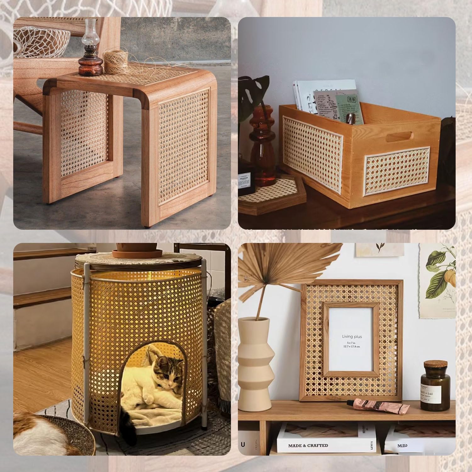 Rattan 42x100cm Paglia di Vienna Può Essere Tagliato Rattan Rotolo Impermeabile Fettuccia in Rattan per Mobili Adatto per Progetti Fai da Te di Sedie Armadi Tavoli Letti Sottobicchieri
