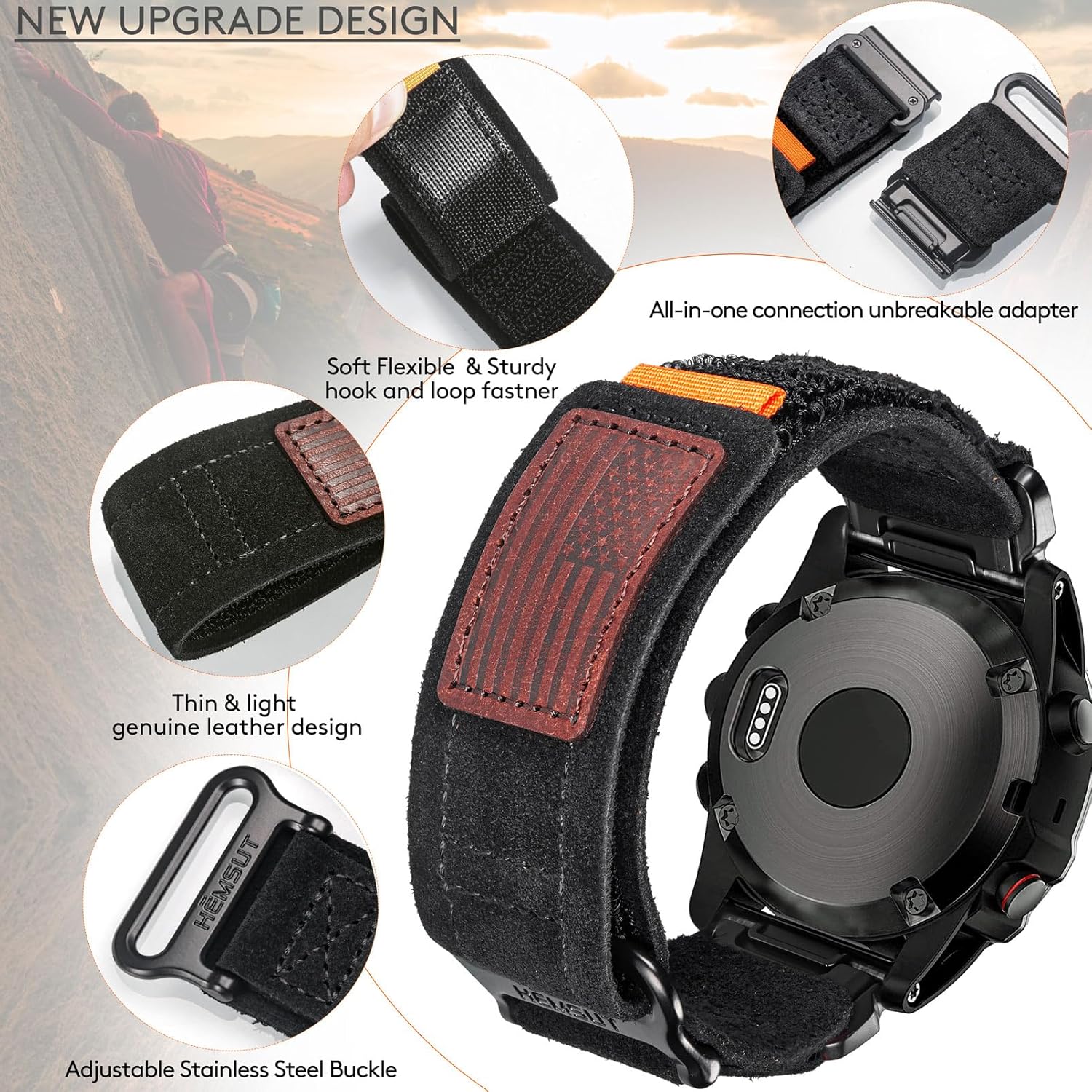 Soft Suede Leather Watch Band, 20mm Military Strap Compatible with Garmin Fenix 8 43mm /7S/7S Pro/6S/6S Pro/6S Sapphire/5S/5S Plus/5S Sapphire, Instinct 2S, Descent MK1S/2S, D2 Delta S, Approach S70-42mm - Image 5