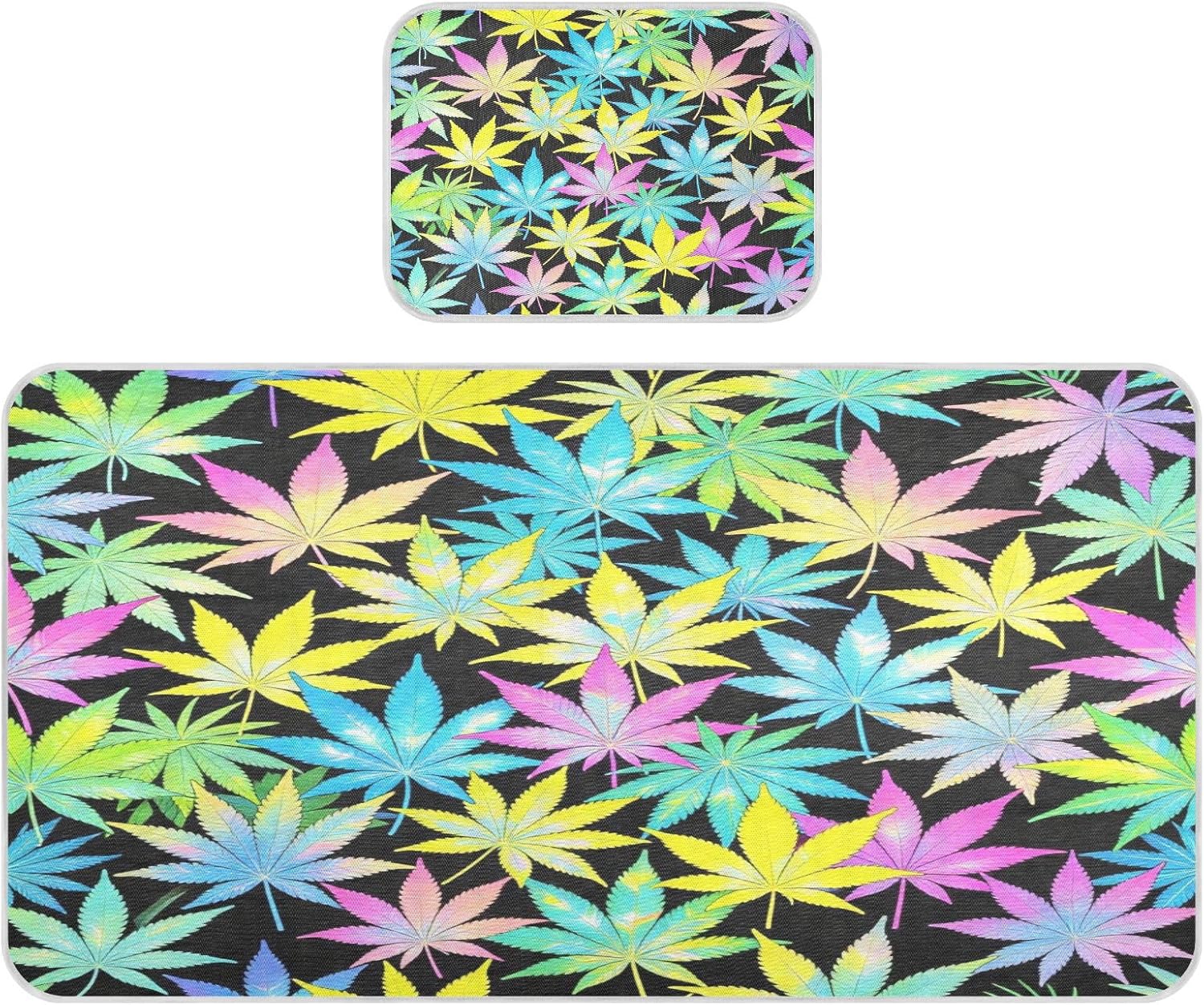 Cooling Baby Waterproof Crib Mattress Protector 28" x 52" Ultra Soft Tie Dye Leaf Marijuana Print Pads for Bed for Kids, Adult