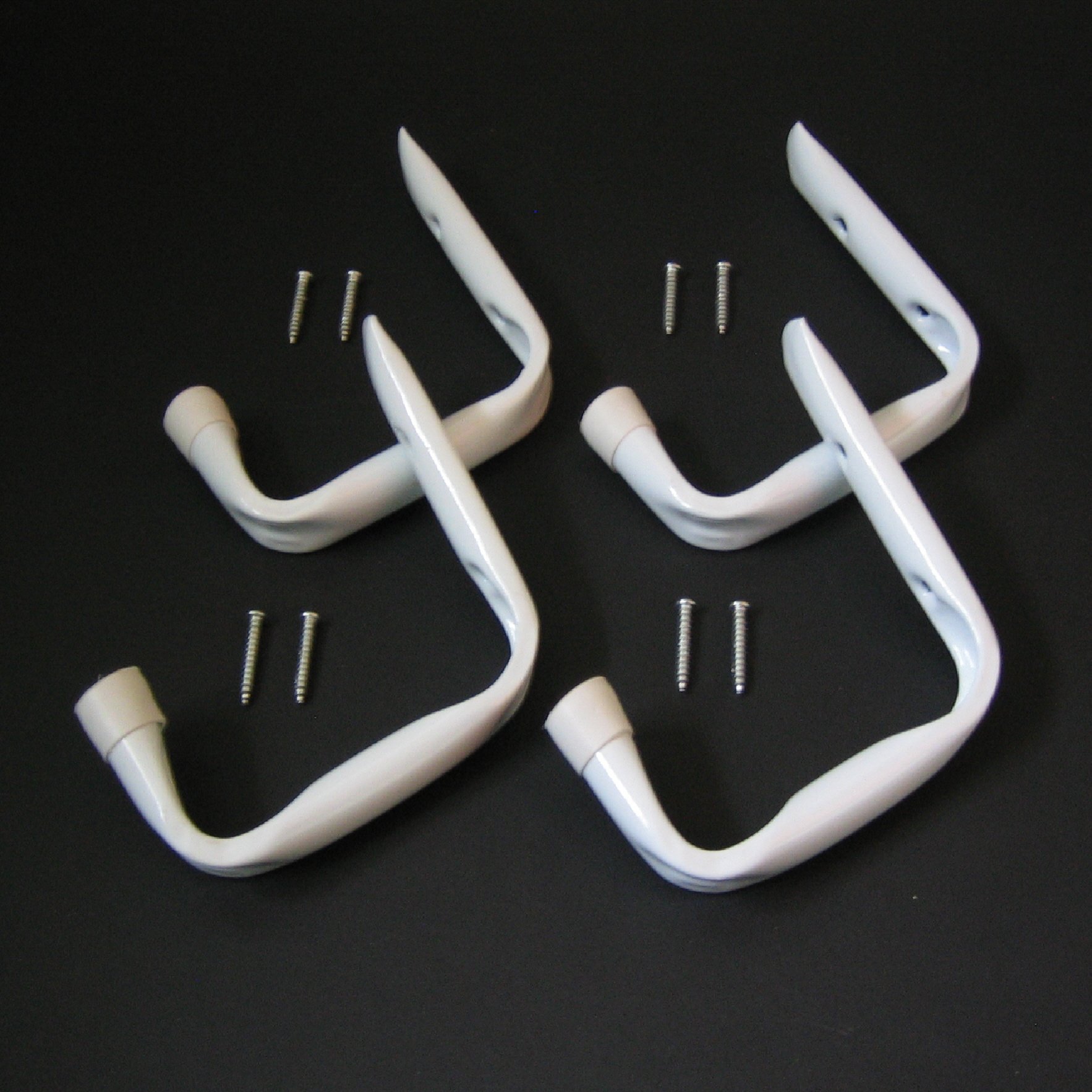 4 x White Jumbo Ladder Hooks / Large Garage Shed Storage Bikes Workshop Tools Garden