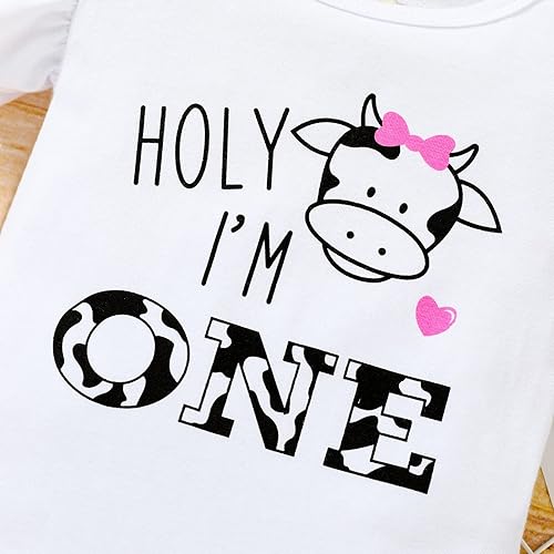 Miniatura 2 de Conjunto de ropa para bebé niña de 1er cumpleaños con mangas con volantes pantalones cortos estampados diadema con diseño de pastel