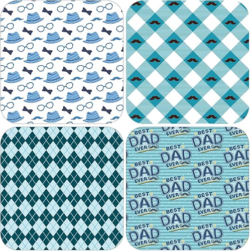 Miniatura 6 de ZINTBIAL Papel de regalo para el día del padre para papá, cumpleaños, boda, envoltura de regalo de vacaciones con bigotes, cuadros, sombrero,