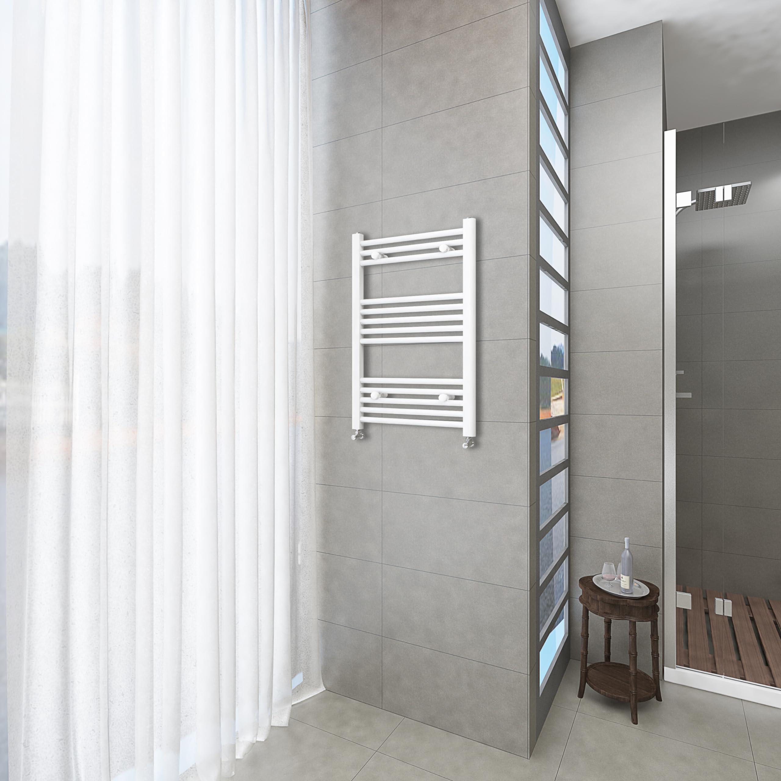 Biubiubath White Straight 800X550mm Heated Towel Rail Radiator Ladder Warmer Radiator