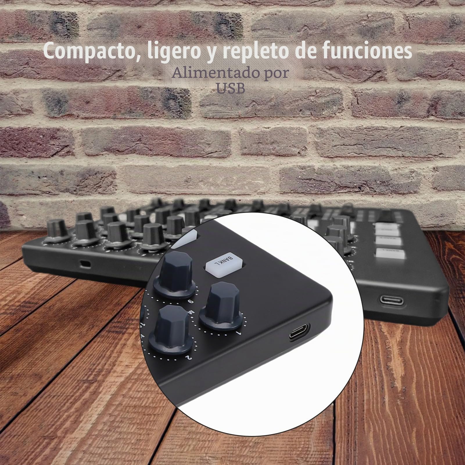 Controlador de Teclado MIDI, 24 Perillas Asignables, 9 Atenuadores, 18 Botones Programables con Sincronización con un Toque para Estudio Grabación de Producción Musical
