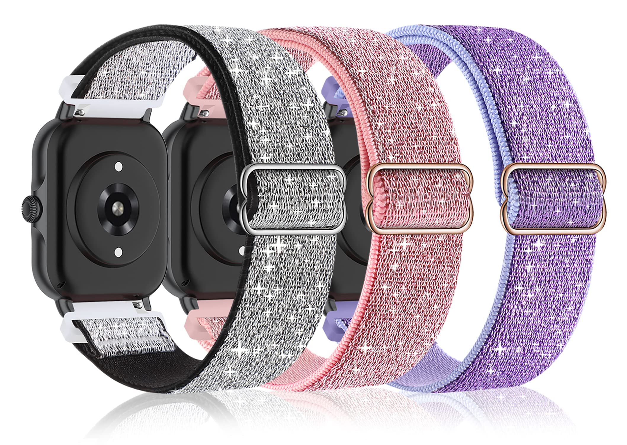 Pack Stretchy Nylon Watch Bands Compatible with Amazfit GTS/GTS 2/GTS  2e/GTS mini/GTS 3/GTS 4/GTS mini/GTR mini, 20MM Loop Elastic Straps