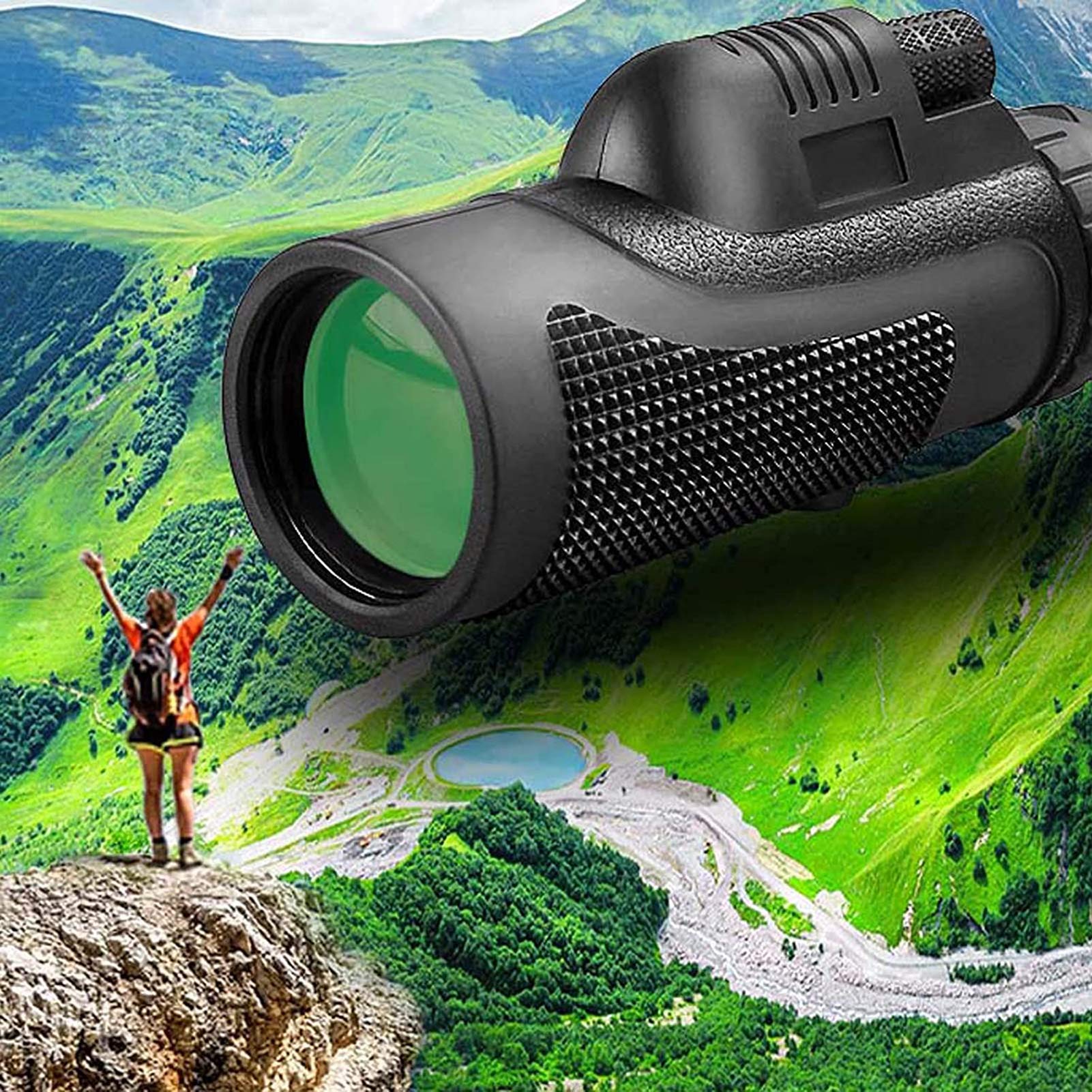 Cannocchiale monoculare monoculare ad Alta Potenza 40x60 con Supporto per Smartphone e treppiede, telescopio monoculare per Birdwatching, Campeggio, Escursionismo, monoscopio Zoom HD con Prisma BAK4