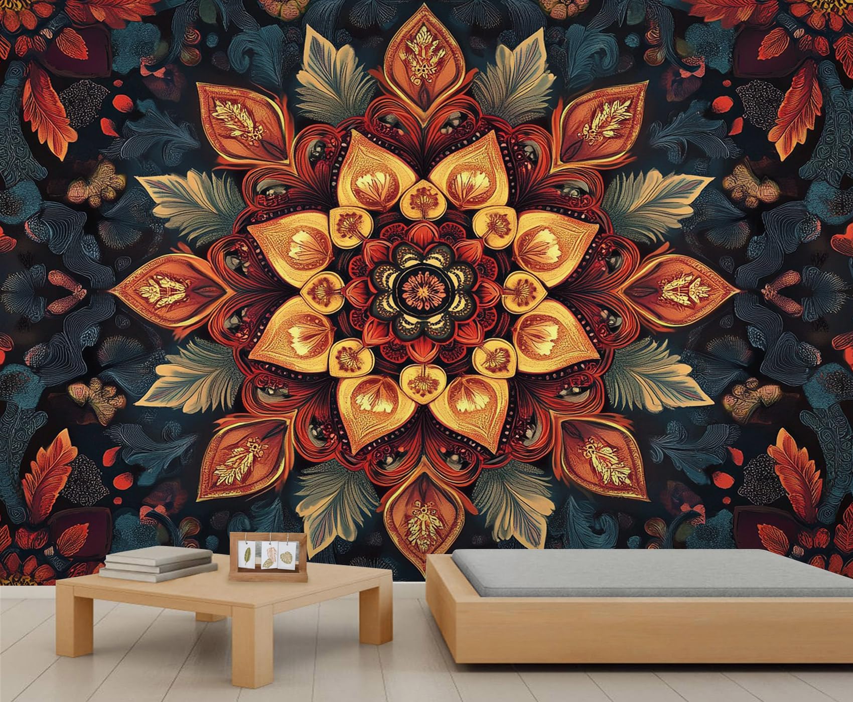 Mandala Mural Florals Wallpaper Mysterious Flowers Wall Mural Giant Home Living Room Dining Room Wall Decor Poster (Non-self-Adhesive) — image 1