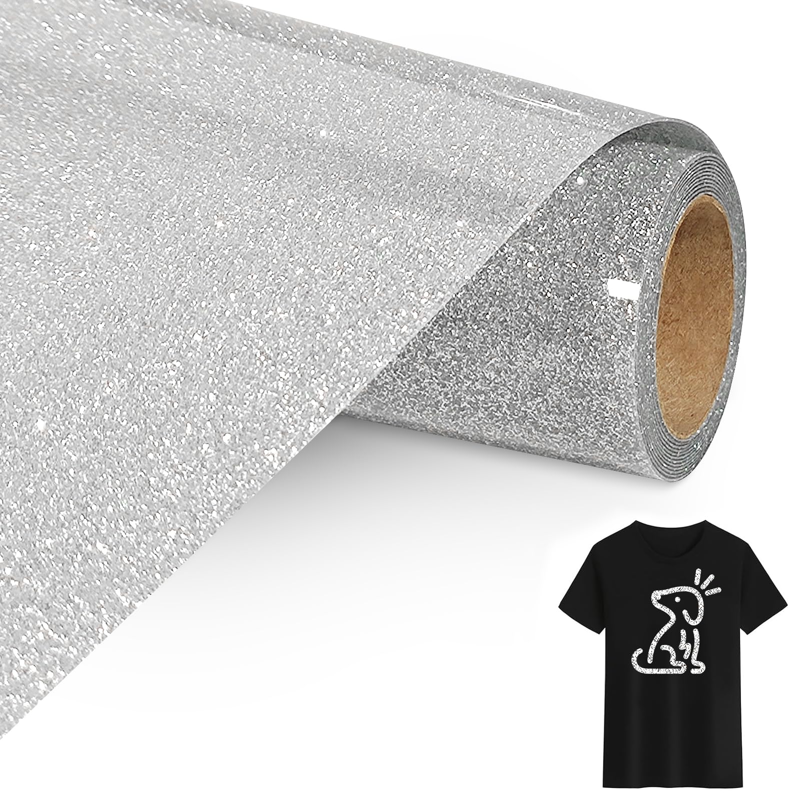 Plotterfolie Textil Glitzer Silber CM x 152 CM Heat Transfer