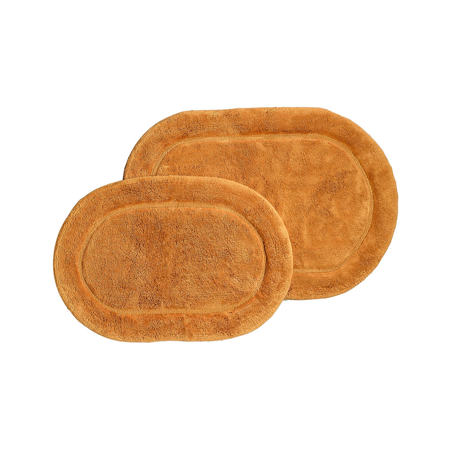 Non-Slip Cotton Oval Bath Rug Set with Spray Latex Backing, 20" x 30", 24" x 36", Rust, 2-Pieces