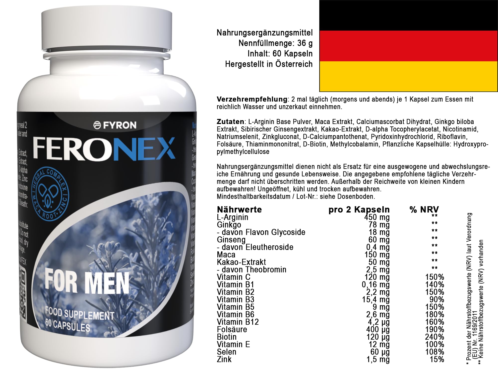 Feronex per gli uomini - 180 Capsule (3x 60 Capsule), Confezione da 3