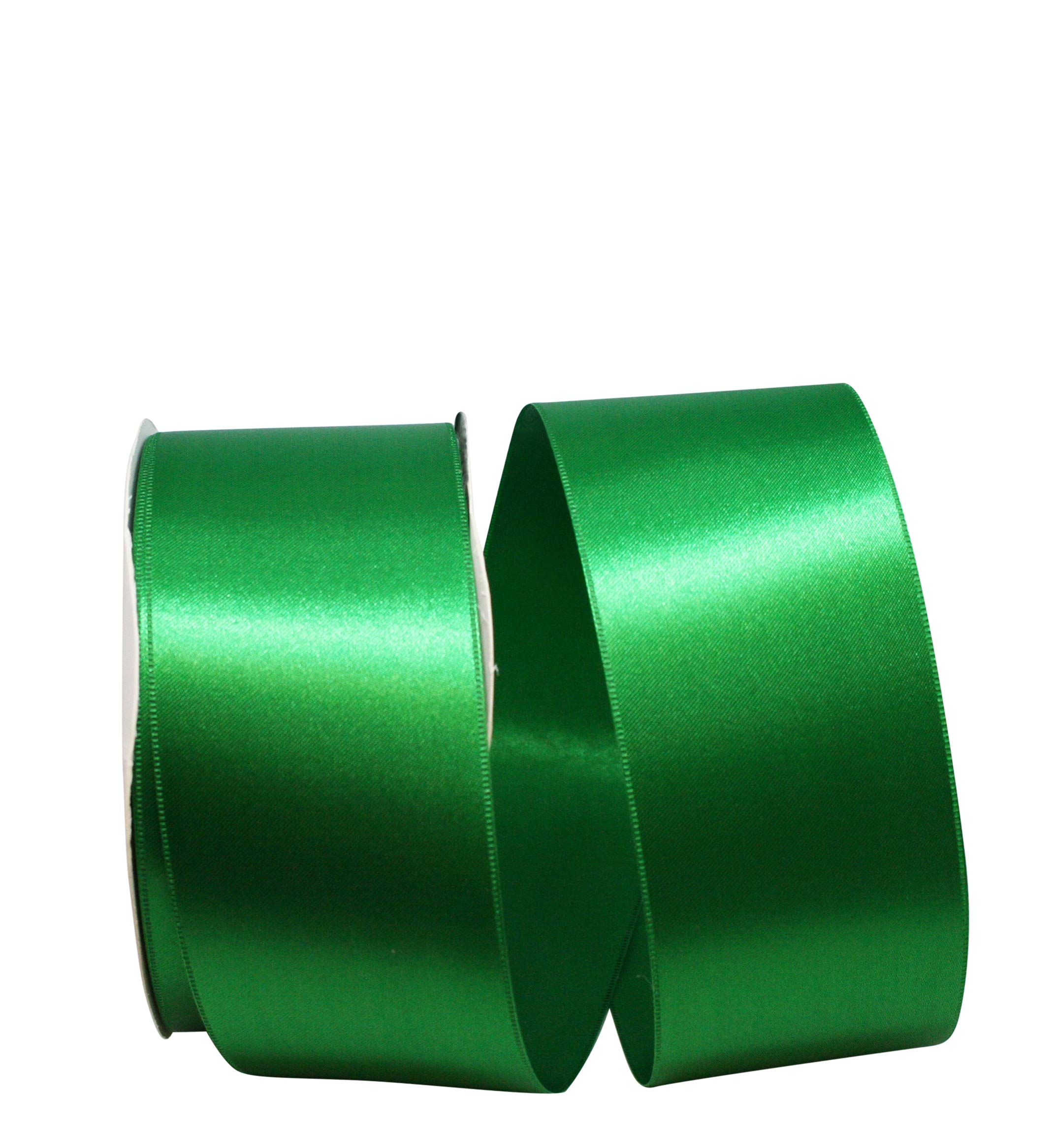 Reliant Ribbon Double Face Satin Allure Dfs Ribbon, 2-1/4 Inch X 50 Yards, Emerald Green