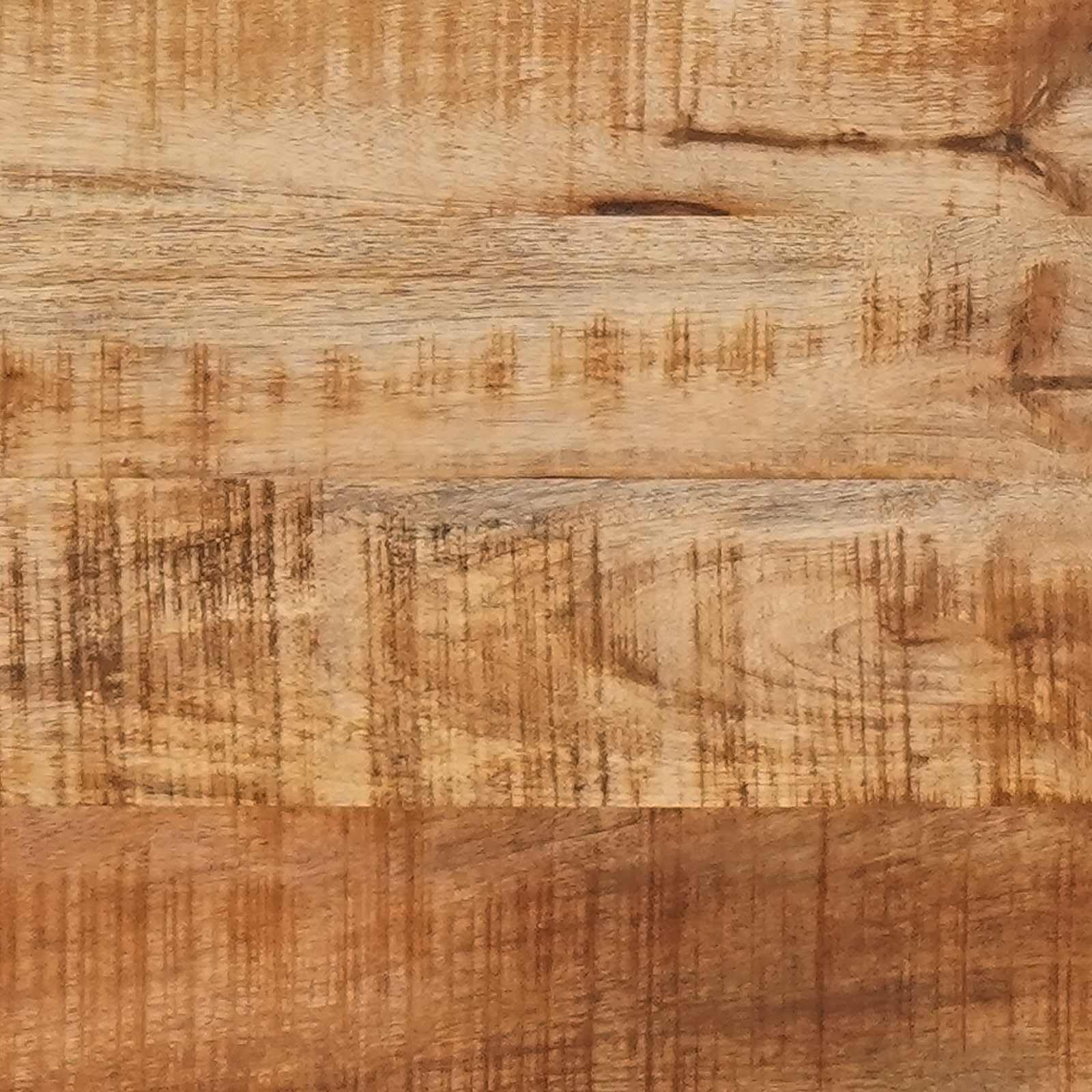 Stauraumschrank Braun aus massivem Mango-Holz 40 x 33,5 x 110 cm mit Messingknöpfen und 3 Türen, Wohnzimmer Medienaufbewahrung für TV, DVD, CD, Vinyl, Router, Kabel und Gaming Zubehör