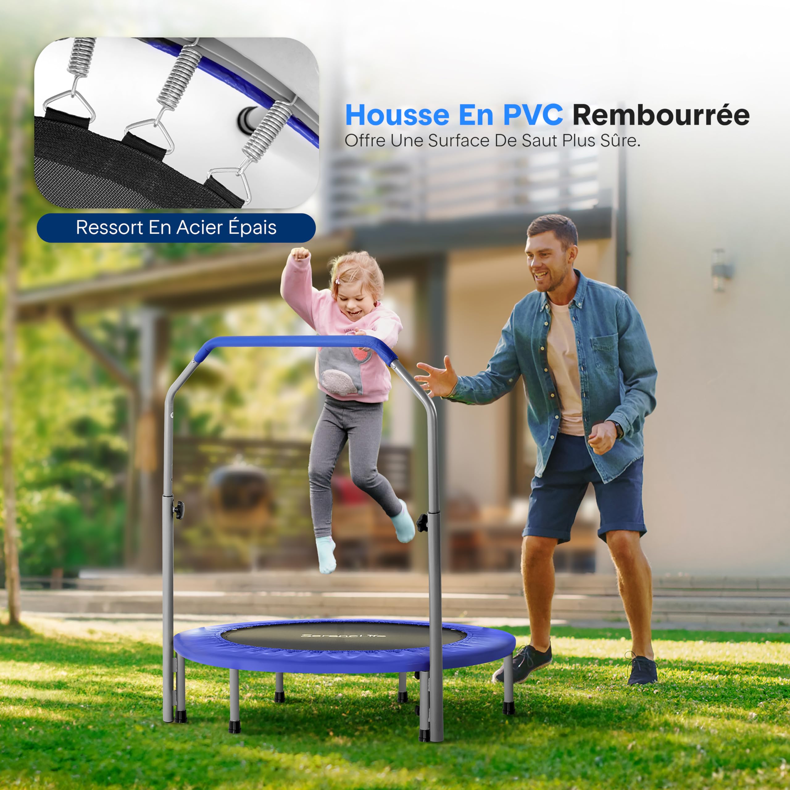 SereneLife Trampoline Pliable 102 cm – Mini Trampoline de Fitness Compact pour Enfants et Adultes, Rebondisseur d’Exercice, Équipement d’Entraînement Intérieur/Jardin, Design sans Ressort, Max. 90 kg