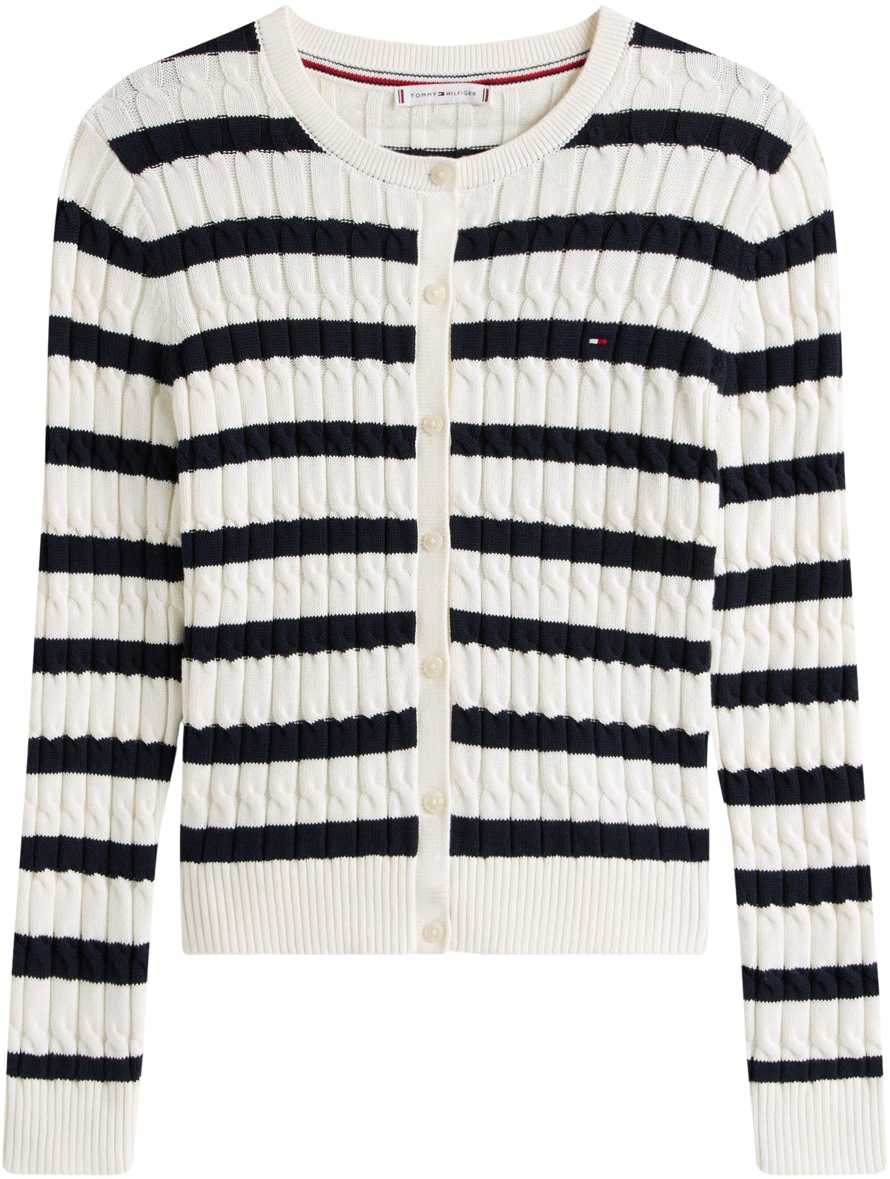 Tommy Hilfiger Chaqueta de Punto Mujer Cardigan Co Cable Mid Slim Fit