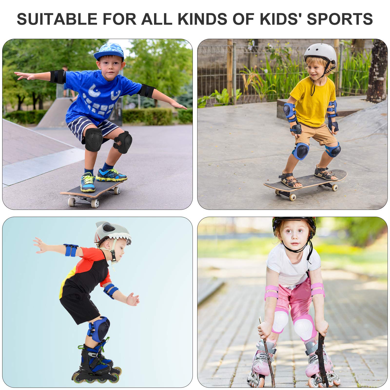 Set Protezioni Bambini 6 Pezzi | Gomitiere, Ginocchiere E Polsiere Per Skateboard, Pattini E Bici