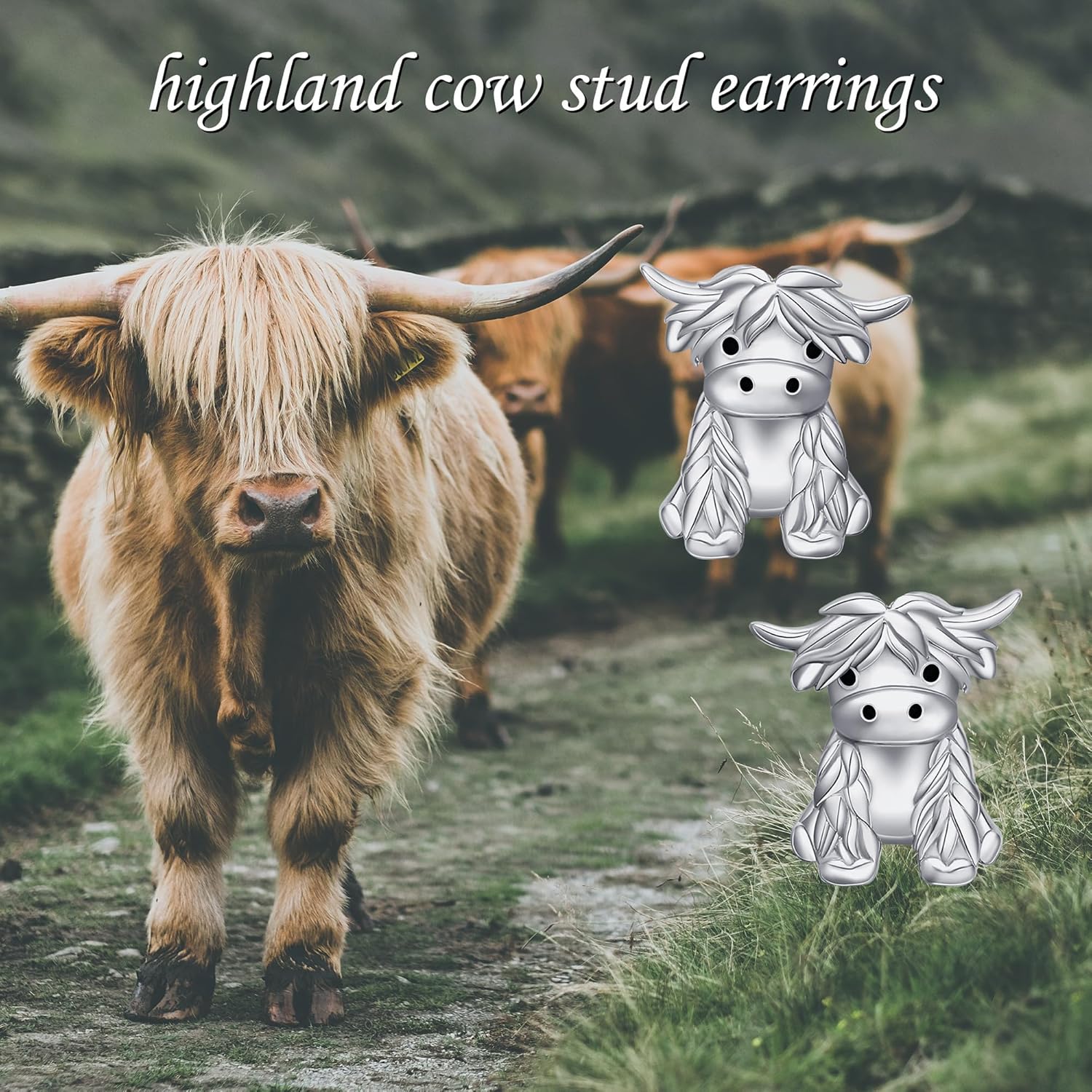 Highland Cow Earrings Sterling Silver Birthstone Cow Stud Earrings Scotland Mother's Day Christmas Jewelry for Women Mom - Image 4
