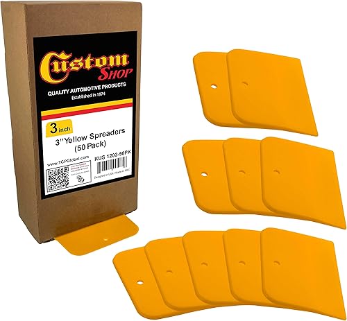 Custom Shop Herramientas esparcidoras de plástico de 3 pulgadas para rellenos de carrocería automotrices (paquete de 50), masillas, esmaltes, resina