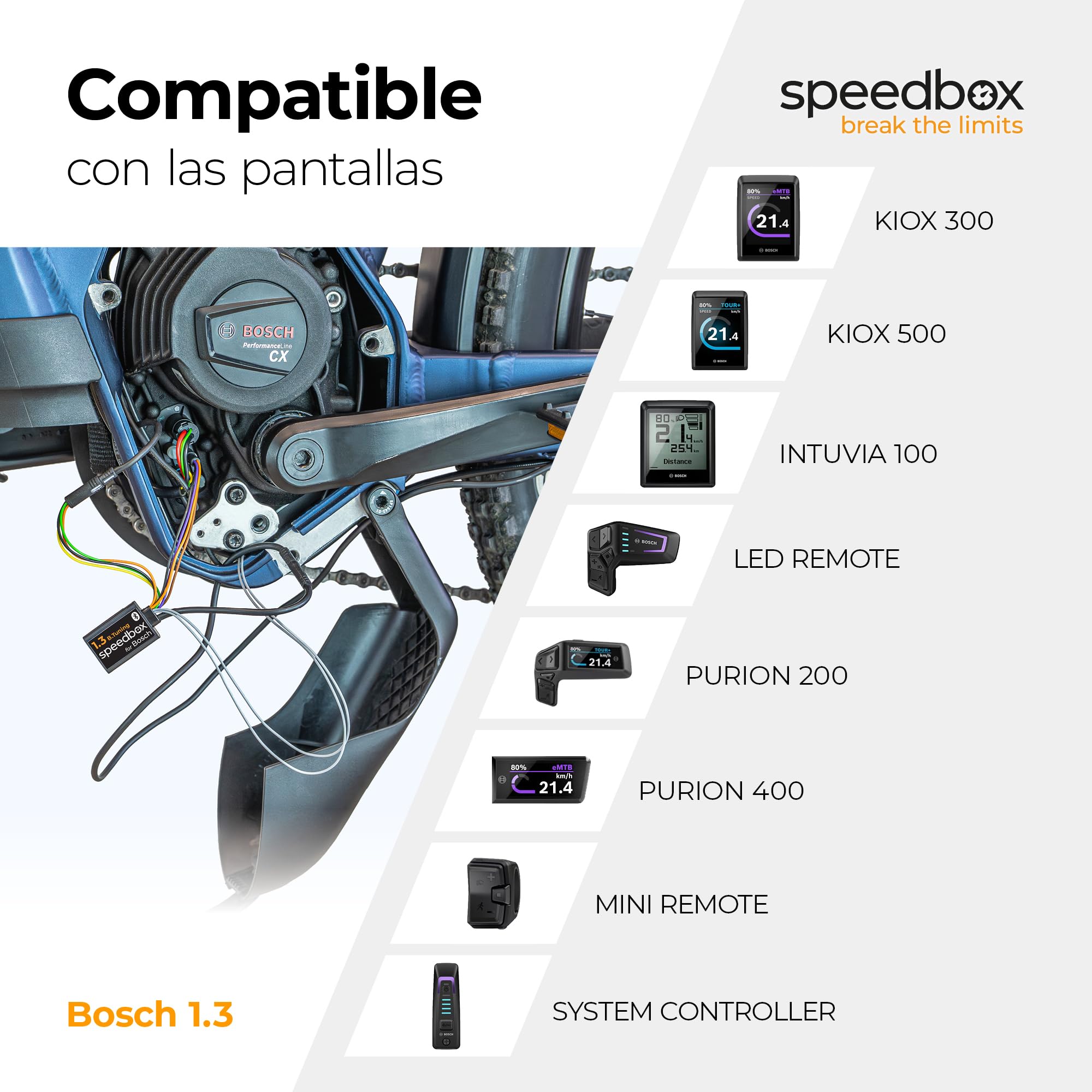 SpeedBox 1.3 Compatible con Motores Bosch Performance Line CX (4ª generación) con imán de llanta/Tuning para Bicicleta eléctrica/Smart System