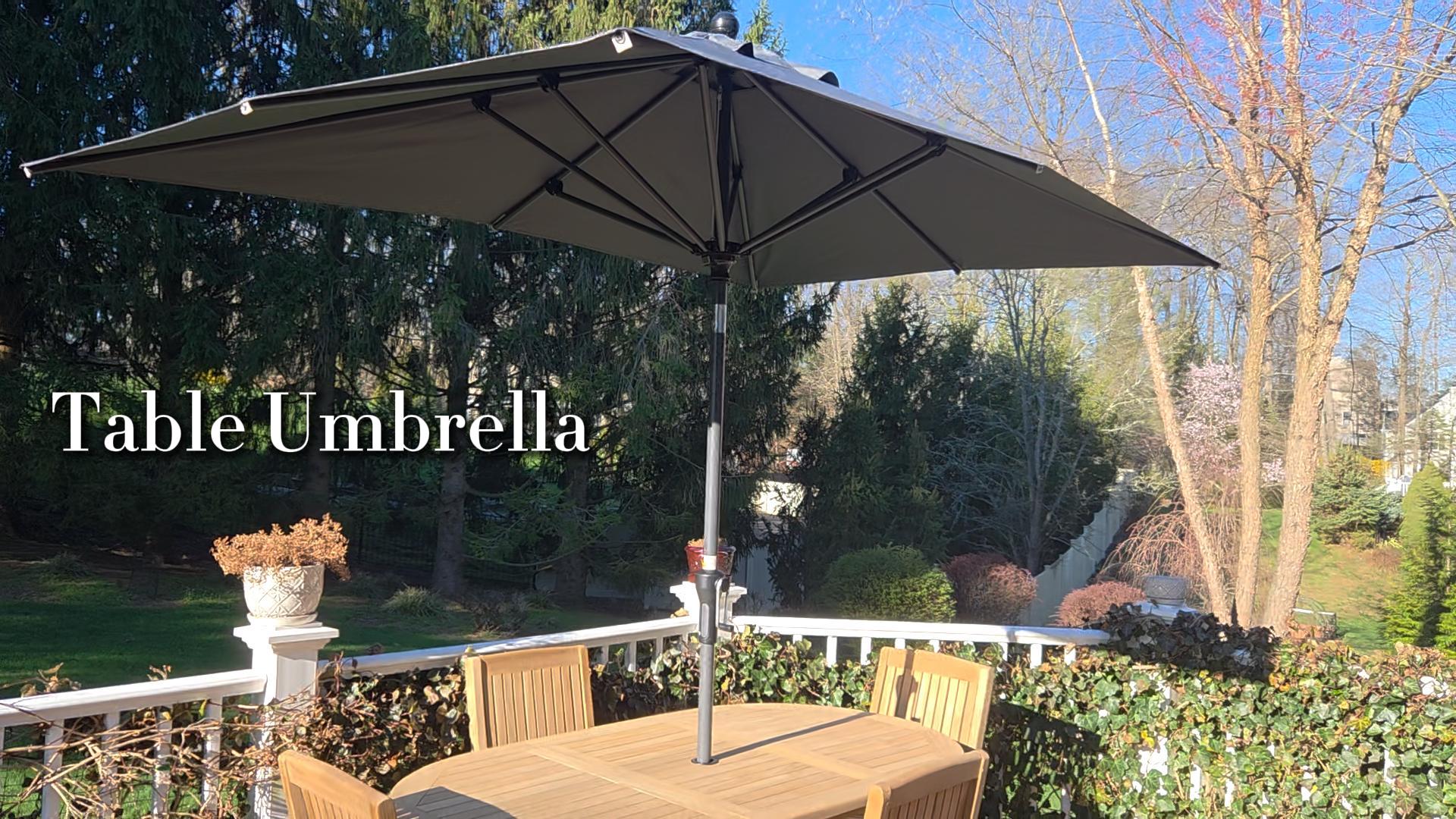 PURPLE LEAF 9' x 6' Rectangular Patio Umbrella Outdoor Table Umbrella Aluminum Frame Market Umbrella Sun Umbrella with 8 Sturdy Ribs & Tilt for Garden Deck Lawn & Pool Light