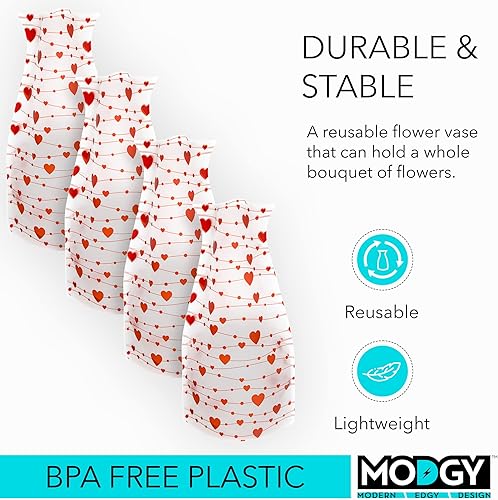 Miniatura 3 de MODGY Florero expandible, plástico decorativo moderno plegable impreso jarrones para centros de mesa para bodas, mesa de comedor, decoración del