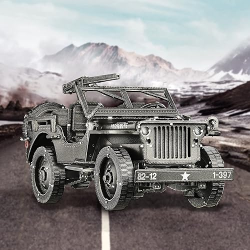 Miniatura 3 de Piececool Kits de modelos de automóvil de metal 3D, modelos de vehículos militares SUV, kits de construcción, rompecabezas 3D para adultos y