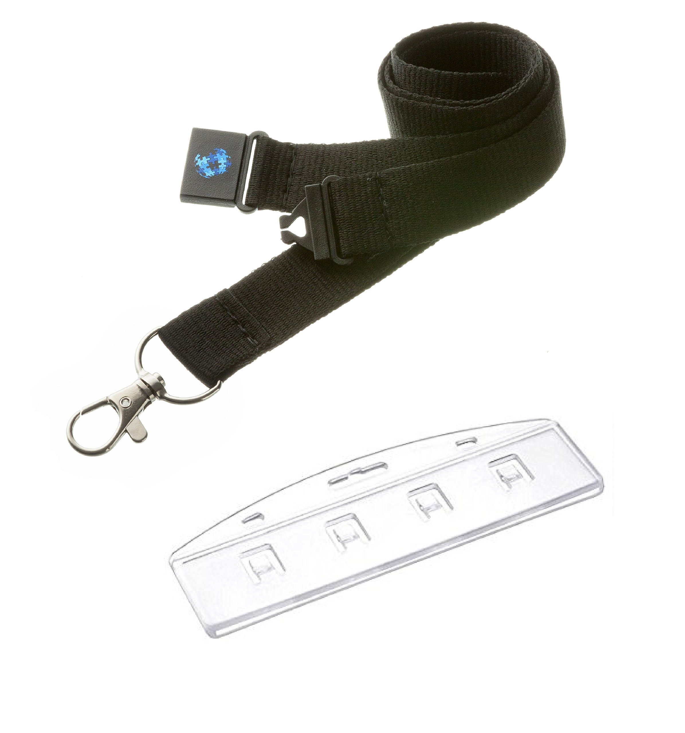 Pac Supplies Global Ltd Black 20Mm Lanyard With Safety Breakaway & Half Card Holder (Black)