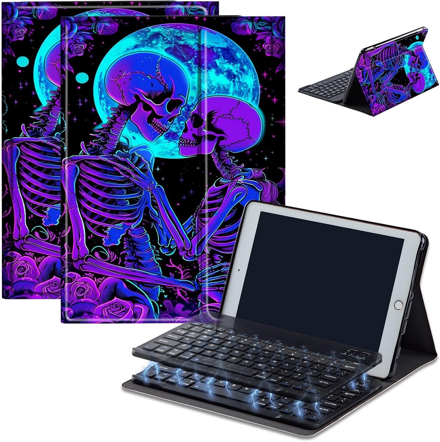 Keyboard Case for Amazon Fire Max 11 (13th Generation, 2023 Release), Detachable Wireless Bluetooth Keyboard and Auto Sleep/Wake Fire Max 11 Tablet Case with Keyboard, Skeleton Embracing
