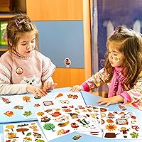 Vista 6 de Calcomanías de otoño, 40 hojas de arce y calcomanías de otoño para niños, suministros de fiesta de Acción de Gracias