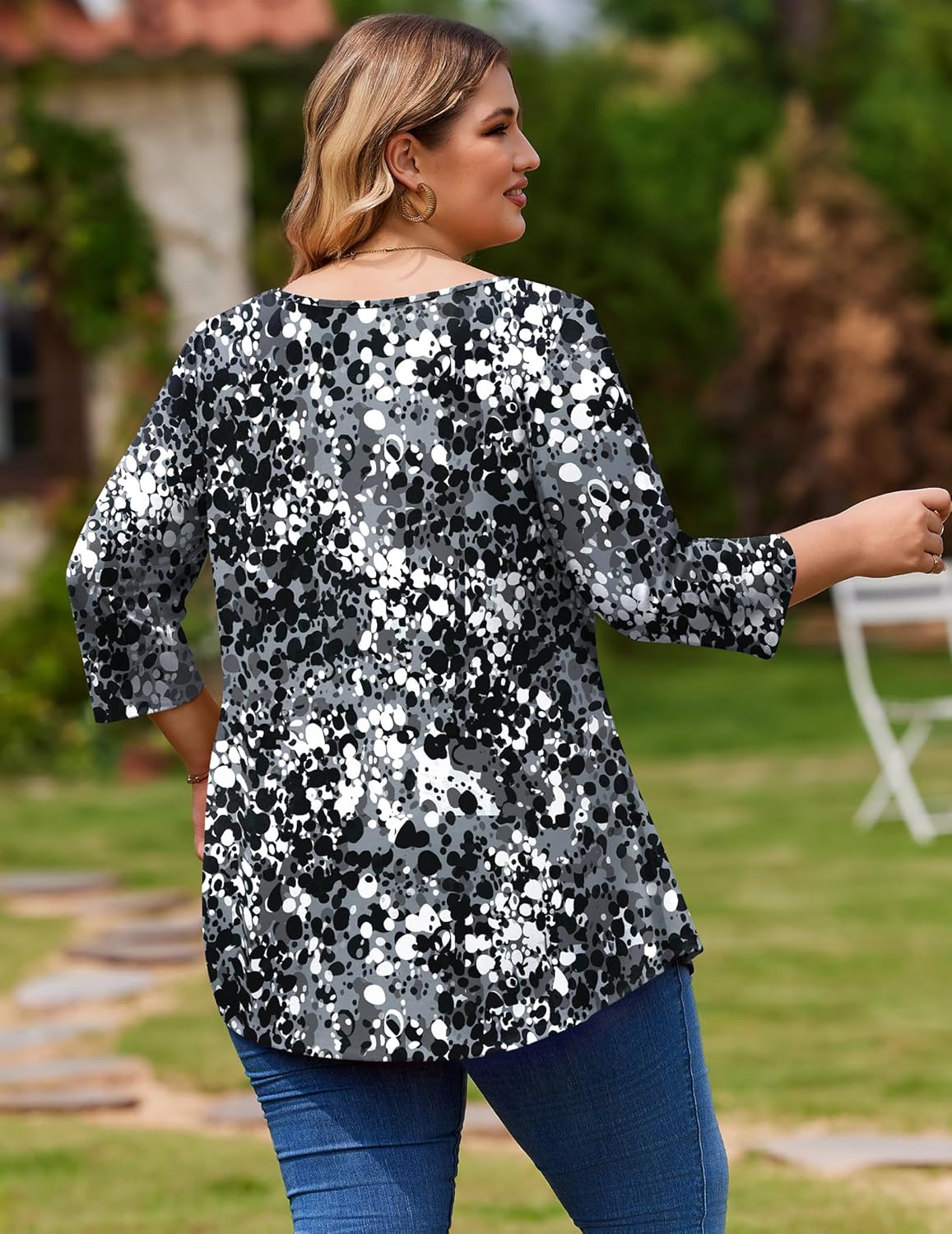 IN'VOLAND Plus Size Tops for Women 3/4 Sleeve Loose Shirts to Wear with Leggings Summer Fall 2025 Clothes - Image 4
