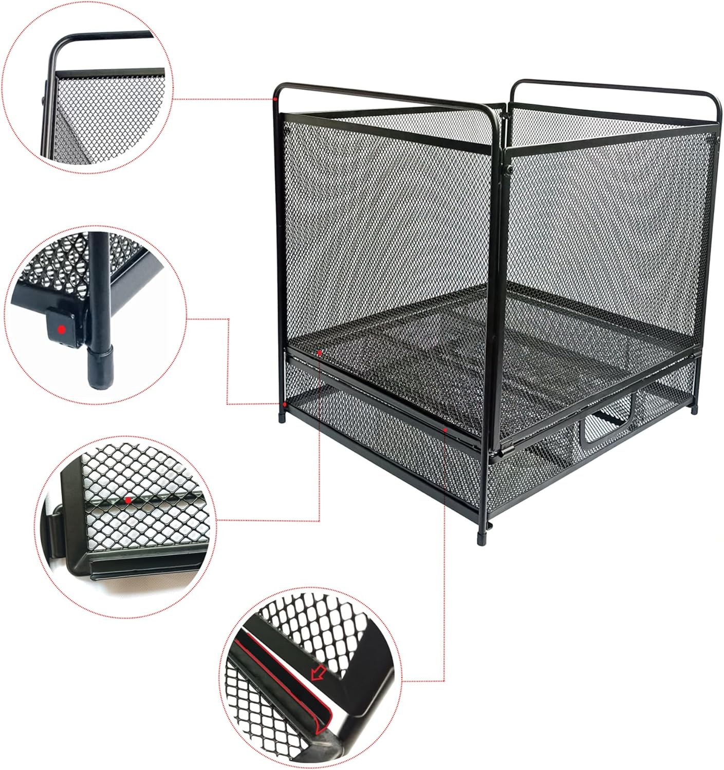 Mesh Desktop Hanging File Organizer with Drawer,Office Supplies and Home Filing Organizer,Letter Size,Black