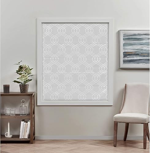 Miniatura 8 de Exclusive Home Prague Trellis - Persiana romana 100% opaca de 27 x 64 pulgadas, color blanco