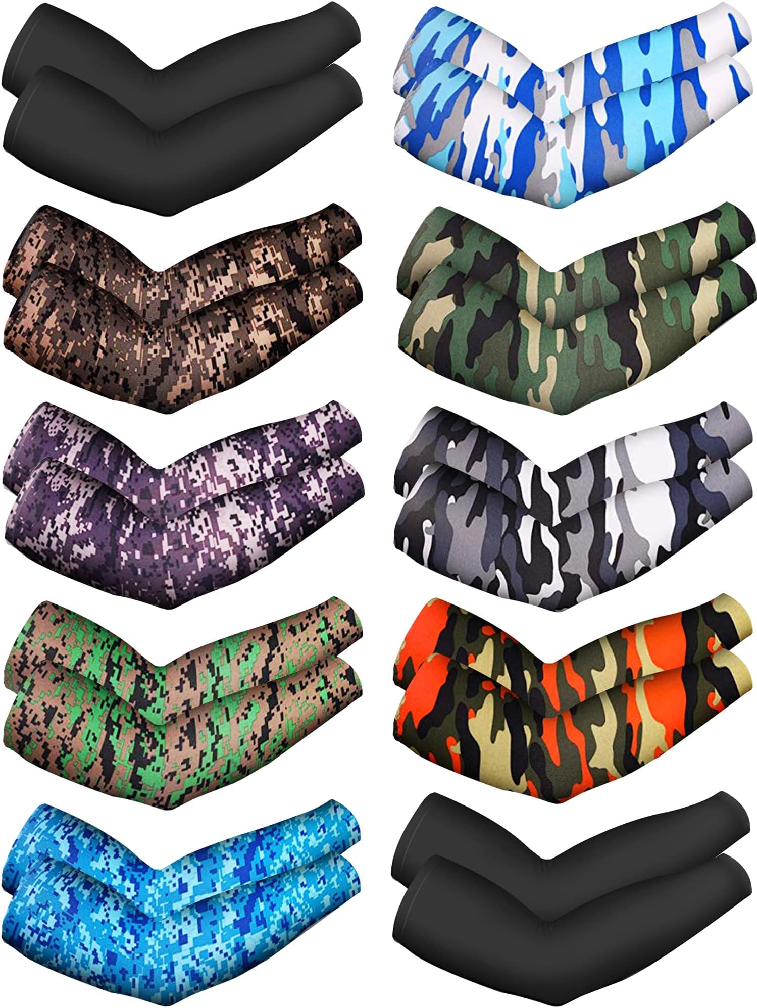 Boao 10 Pairs Cooling Arm Sleeves UV Protection Cover Sleeves Unisex Ice Silk Arm Sleeves for Running Cycling Driving Outdoor Sports, As Pictures Shown, 37 cm/ 14.6 inches