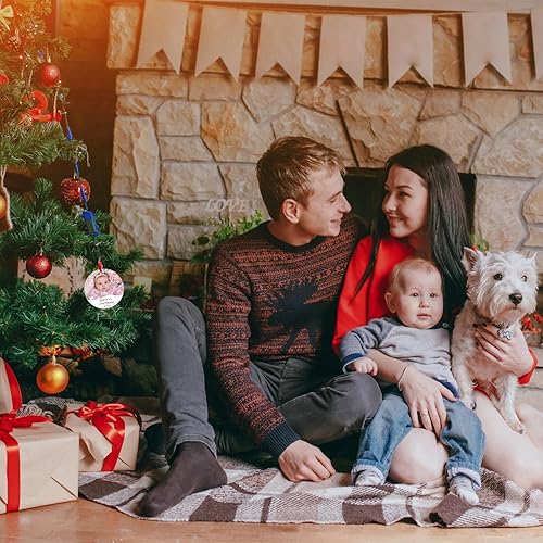 Miniatura 129 de Adorno de Navidad personalizado, foto personalizada con imagen y nombre, decoración del árbol de Navidad, bolsa de terciopelo incluida, adorno