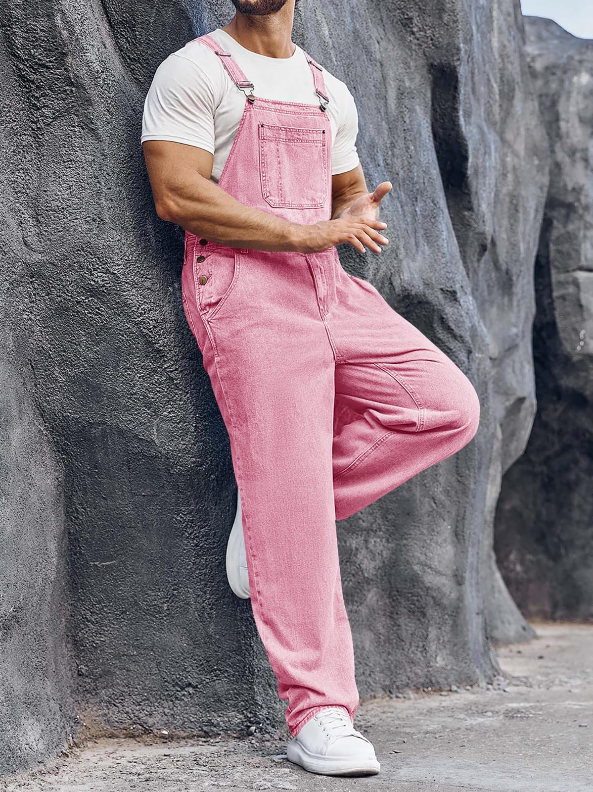 Runcati Herren Denim Latzoverall Jeans Strampler Hose Verstellbarer Riemen Arbeitskleidung Slim Fit Jumpsuit