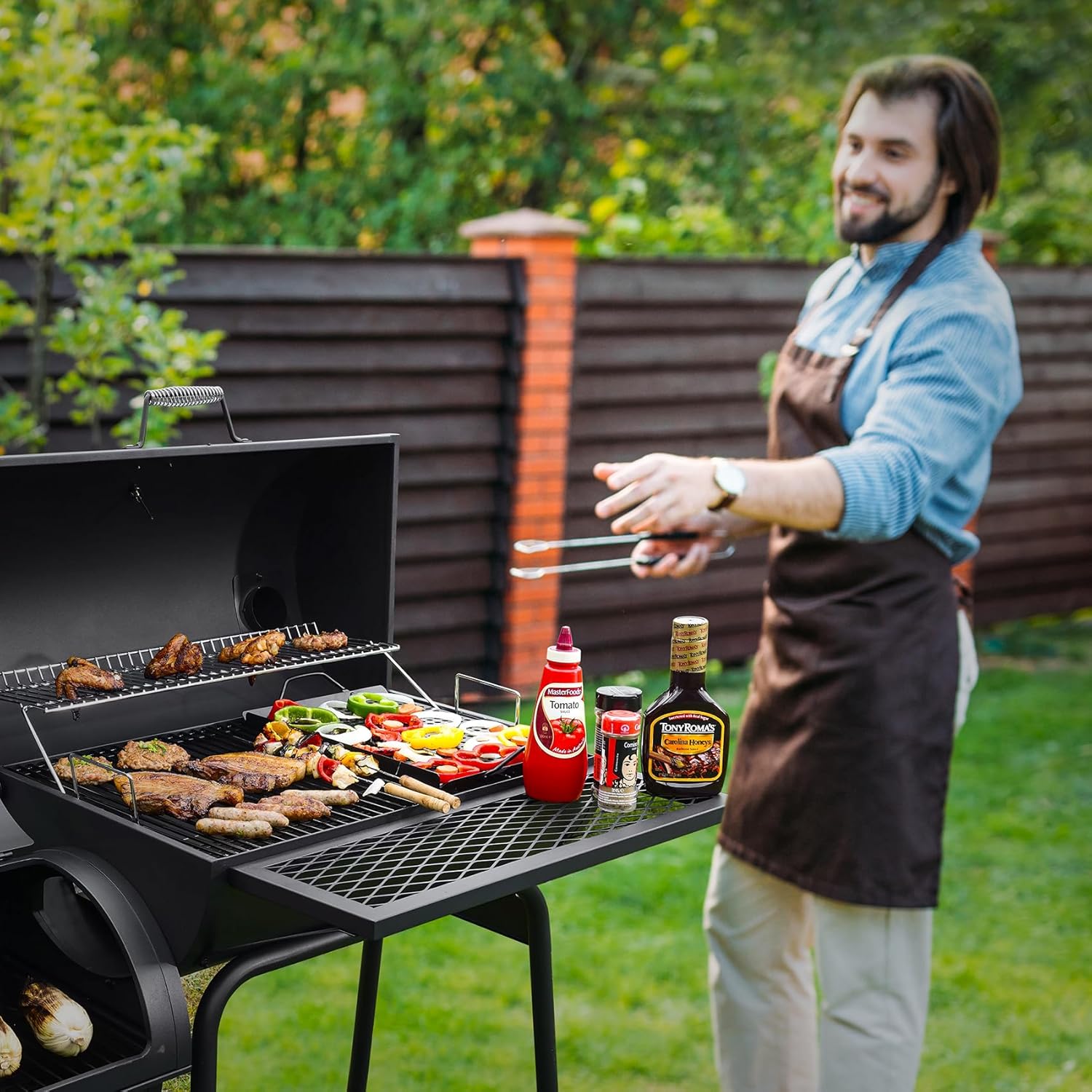 19.2 Inch Ash Pan and Grill Warming Rack Replacement Parts for Nexgrill 810-0025 Charcoal Grill, Heavy Duty Steel Gray Coating Ash Pan and Warming Rack for Nexgrill Premium 22" Charcoal Grill