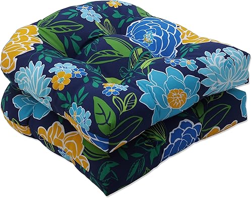 Pillow Perfect Cojín floral para asiento de silla de interiorexterior, acolchonado, resistente a la intemperie y a la decoloración, 19 x 19