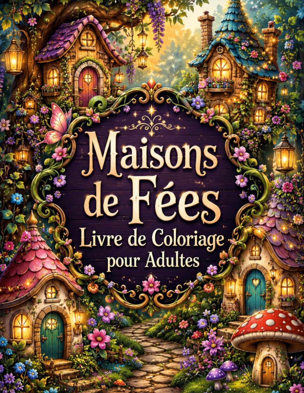 Maisons de Fées Livre de Coloriage pour Adultes: 50+ Magnifiques Illustrations de Maisons Féeriques, Forêts Enchantées, Villages Magiques & Mondes ... (8,5x11) (Cozy Fantasy Escapes Collection)