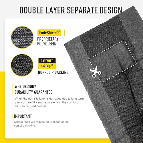 Miniatura 5 de Sunrox LokGrip - Cojín de banco de espuma viscoelástica antideslizante, resistente al agua, duradero, grueso, para exteriores e interiores, 42 x 16