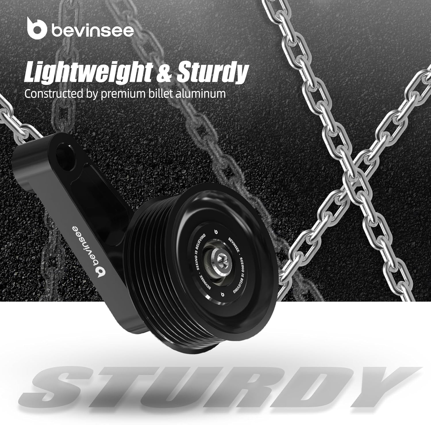 Bevinsee K20 Swap EP3 Idler Pulley Belt Adjustable Kit Compatible with Honda Acura K-Series Black