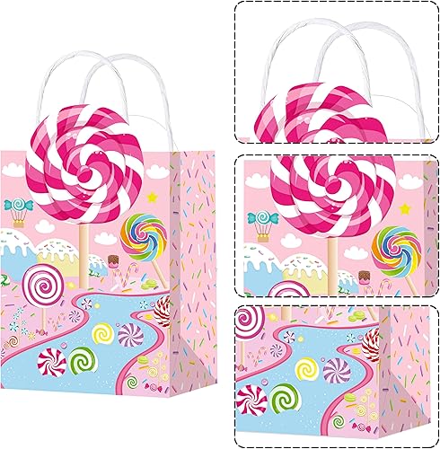 Miniatura 5 de C L cooper life 12 bolsas de regalo de fiesta de Candyland con asas, bolsas de regalo para fiestas temáticas de piruletas, suministros para fiesta