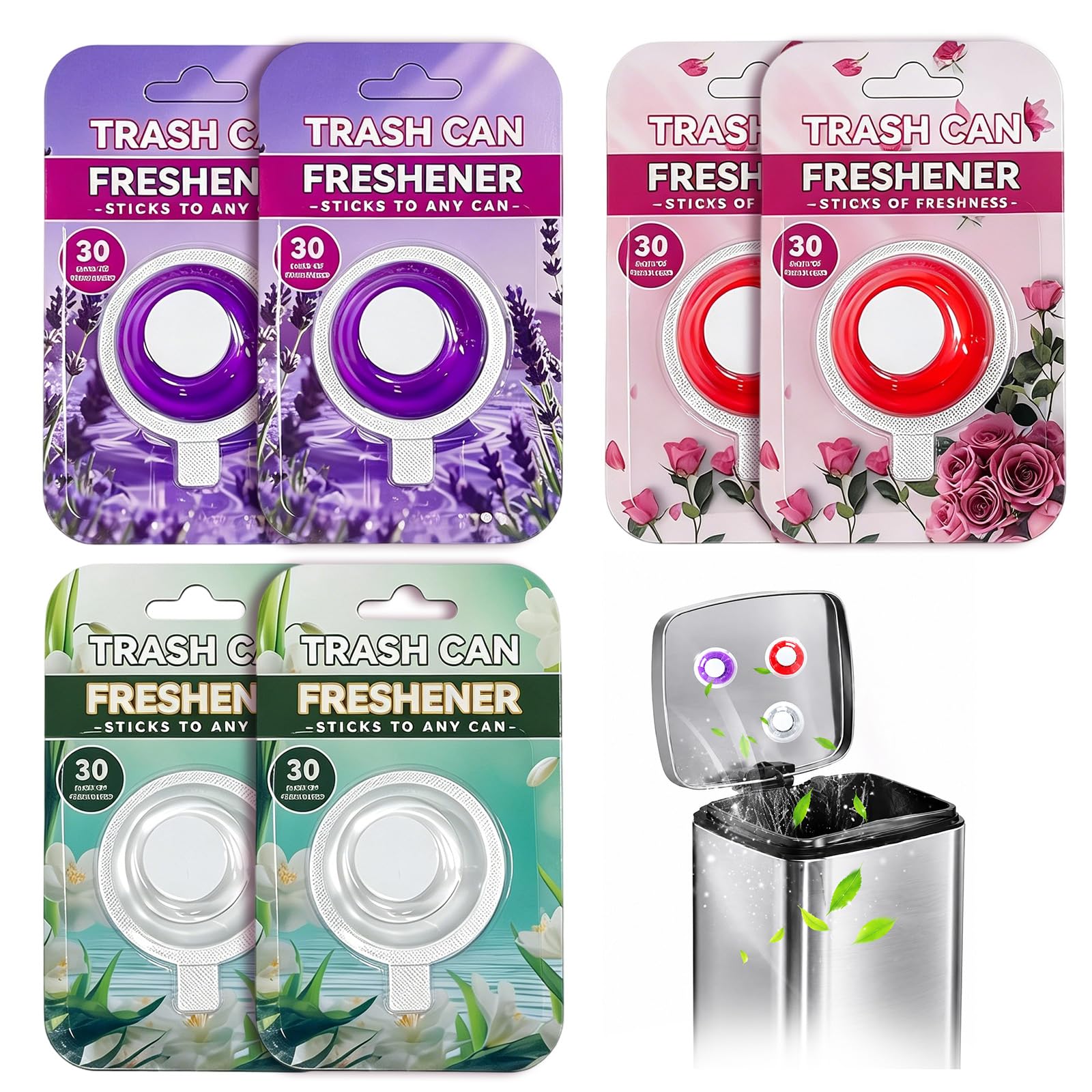 6 Pezzi Deodorante Per Bidoni, Autoadesivo e Duraturo Deodorante Pattumiera, Neutralizzatore di Odori per Bidoni Della Spazzatura,Neutralizza Efficacemente Gli odori, Facile da Applicare