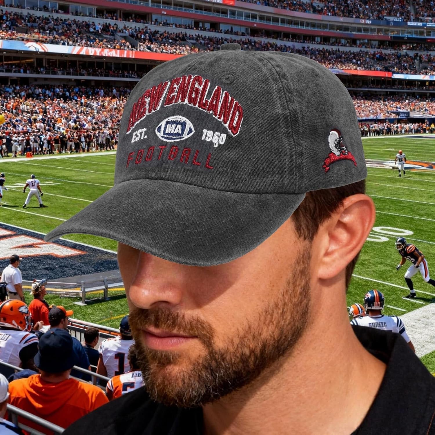 Football Hat Baseball Cap Embroidered City Vintage Fans Cap Hat for Men Women Cotton Cap Adjustable Buckle Strap - Image 5