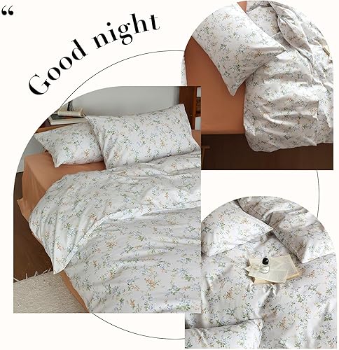 Miniatura 163 de Funda de edredón de 3 piezas, funda de edredón de algodón suave, estilo bohemio, juego de ropa de cama estética con cierre de cremallera, 4 lazos