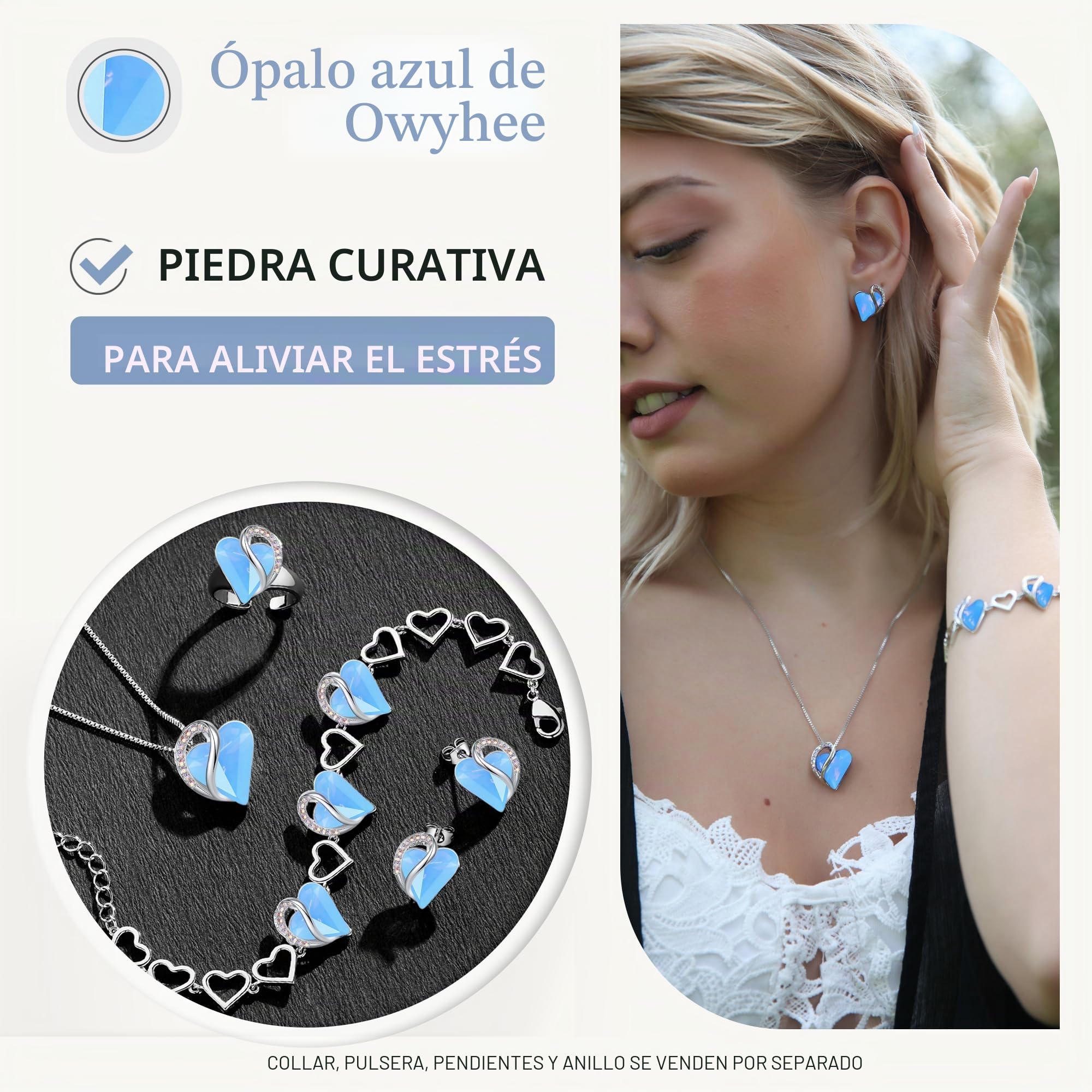 Leafael Infinito Amor Corazón Collar Mujer, Piedra de nacimiento colgante mujer con cristales curativos, Joyería regalos originales para mujer, Collares mujer Plate con Extensor de cadena 18+2