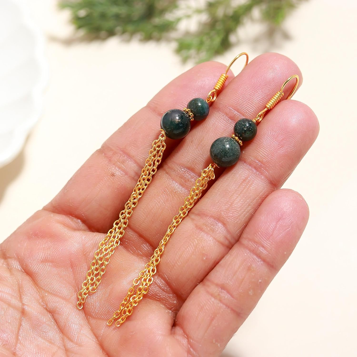 POSHPENDANT Handmade Gemstone Dangle Drop Earrings for Women – Natural 6-8mm Crystals with Gold-Plated Brass – Spiritual Boho Jewelry for Energy, Chakra Healing & Birthstone Gifts