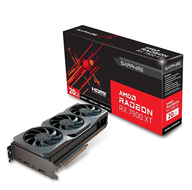Sapphire 21323-01-20G AMD Radeon RX 7900 XT Gaming Graphics Card with 20GB GDDR6 AMD RDNA 3 Black